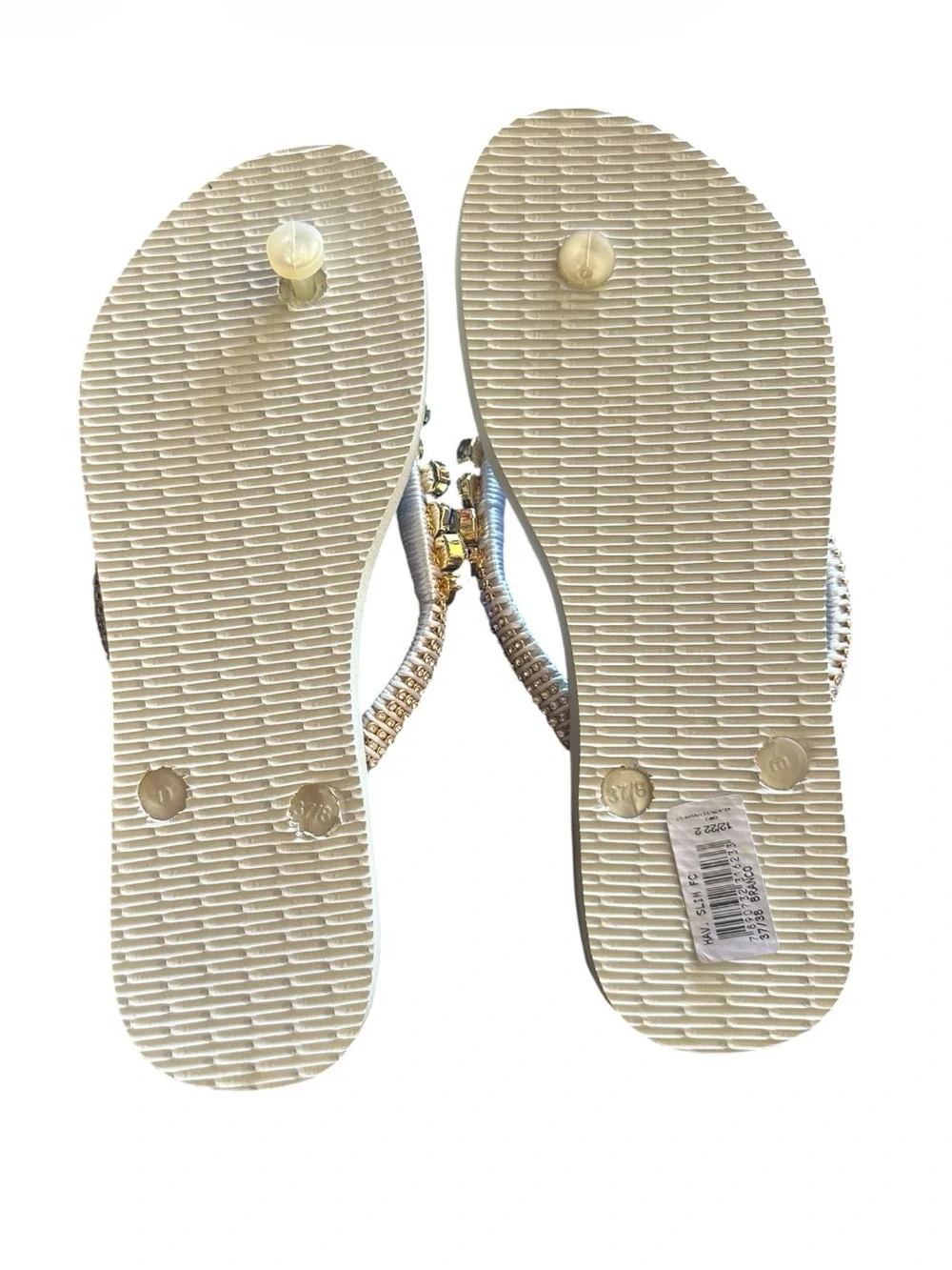 Havaianas hand Beaded evil eye patterned Women’s Flip Flops. Size 7/8. - Picture 3 of 6